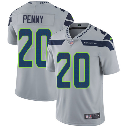 Nike Seahawks #20 Rashaad Penny Grey Alternate Men's Stitched NFL Vapor Untouchable Limited Jersey - Click Image to Close